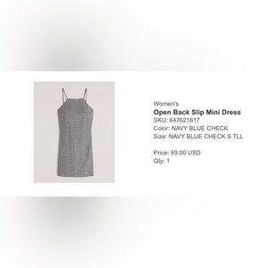 Abercrombie & Fitch Navy Check Backless Dress